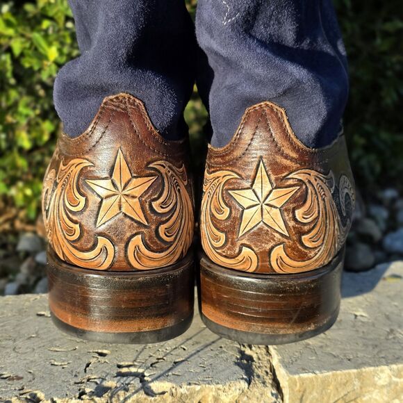 Black Jack Mens 11 Handtooled Stars Square toe Boot Navy Suede main image 9